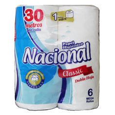 Papel Higiénico Nacional Classic Doble Hoja 6 Rollos